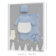 Pelele corto para bebé en azul tiza. Colección Glaciar. Marca Paz Rodríguez. Temporada Invierno 2025.