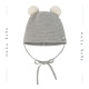 Gorro de punto con pompones para bebé en color gris perla. Colección Esencial. Marca Paz Rodríguez. Temporada Invierno 2025.