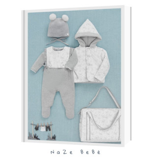 Conjunto de pelele enterizo para bebé en color gris perla. Colección Pulgarcito. Marca Paz Rodríguez. Temporada Invierno 2025.