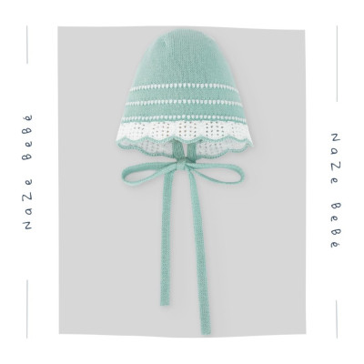 Capota para bebé en color verde agua/blanco. Colección Eido. Marca Paz Rodríguez. Nueva Colección.