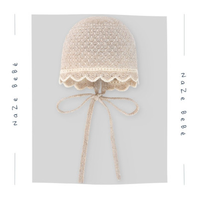 Capota para bebé en color natural/beige. Colección Area. Marca Paz Rodríguez. Nueva Colección.