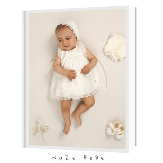 Vestido con braga bautizo bebé niña ESENCIAL Paz Rodríguez