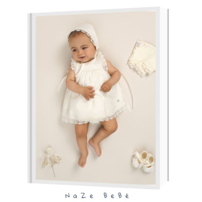 Vestido con braga bautizo bebé niña ESENCIAL Paz Rodríguez