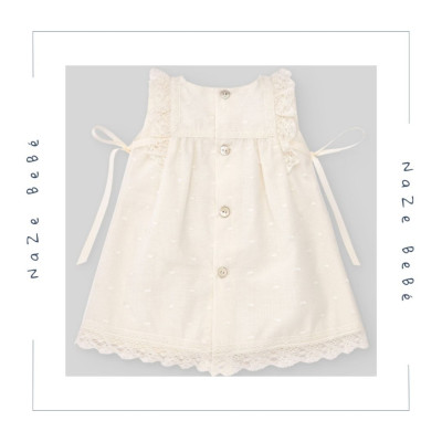 Vestido con braga bautizo bebé niña ESENCIAL Paz Rodríguez