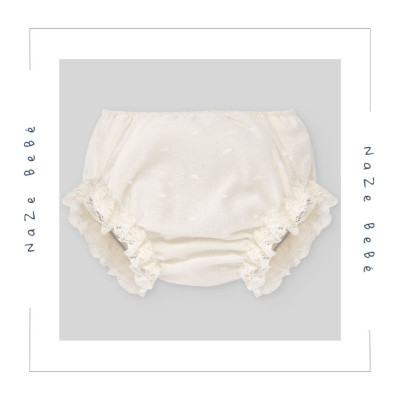 Vestido con braga bautizo bebé niña ESENCIAL Paz Rodríguez