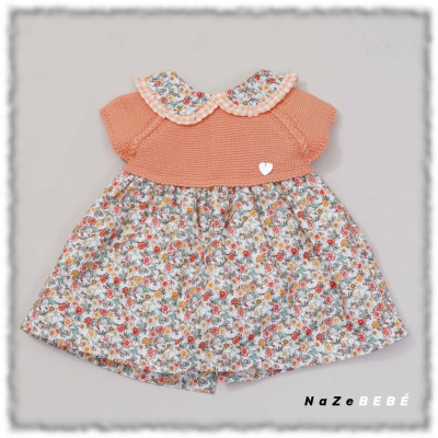 Vestido con braga bebé niña FLORES Pangasa Baby