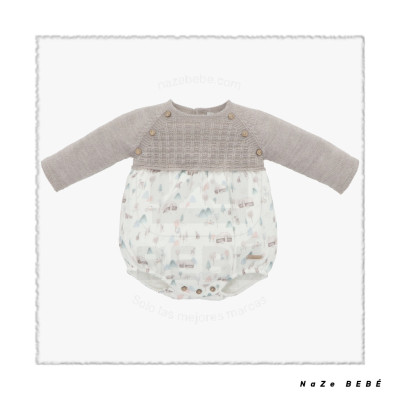 Pelele para bebé en color topo. Colección Taupe de la marca Martín Aranda. Colección Invierno 2024.