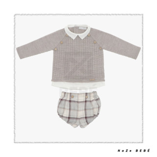 Conjunto de bombacho para bebé en color topo. Colección Taupe de la marca Martín Aranda. Nueva temporada invierno 2024.