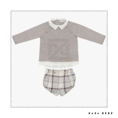 Conjunto de bombacho para bebé en color topo. Colección Taupe de la marca Martín Aranda. Nueva temporada invierno 2024.