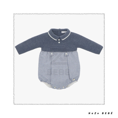 Pelele para bebé en color Azul noche. Colección Nuit de la marca Martín Aranda. Temporada Invierno 2024.