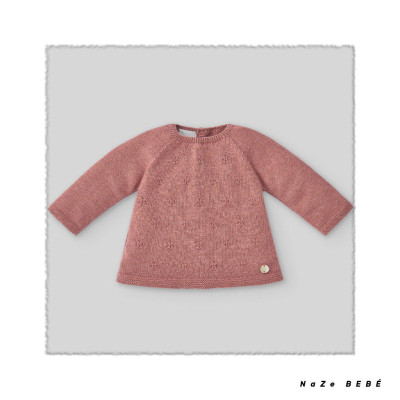 Conjunto de braguita para bebé en color teja. Colección Candil. Marca Paz Rodríguez. Colección Invierno 2024.
