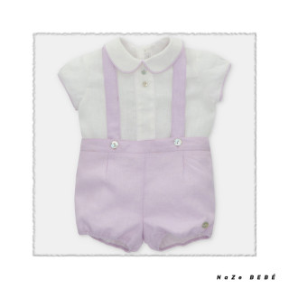 Conjunto de bombacho para bebé en color lavanda. Colección Mawl. Nueva Temporada Verano 2024. Marca Martín Aranda.