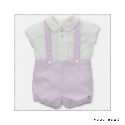 Conjunto de bombacho para bebé en color lavanda. Colección Mawl. Nueva Temporada Verano 2024. Marca Martín Aranda.